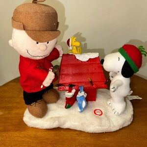 Vintage Gemmy Animated Christmas Snoopy And Charlie Brown (works)